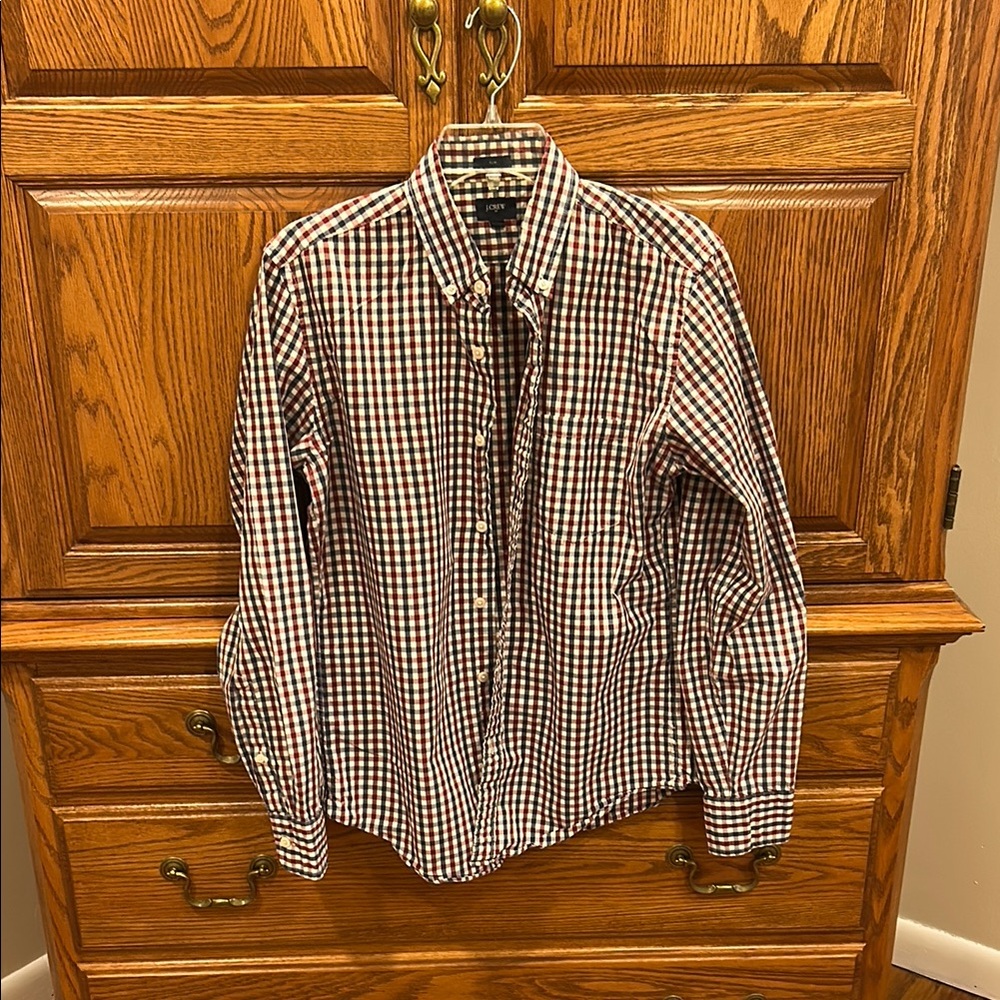 J. Crew Red and Black Gingham Casual Shirt